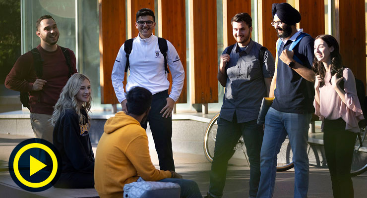 Students on campus outside